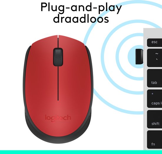 Logitech M171 - Souris sans fil - Compatible PC/Mac - Mini-récepteur USB inclus - Rouge