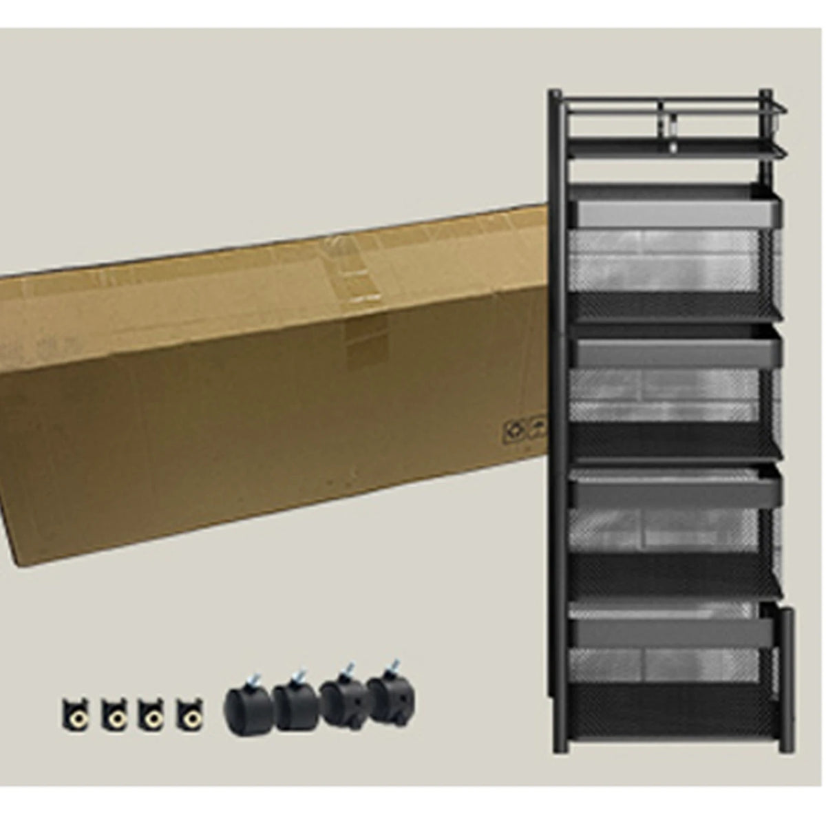 Étagère de rangement rotative Maxcook à 4 niveaux - Chariot sur roulettes - Pivotante à 360° - MCZW0126