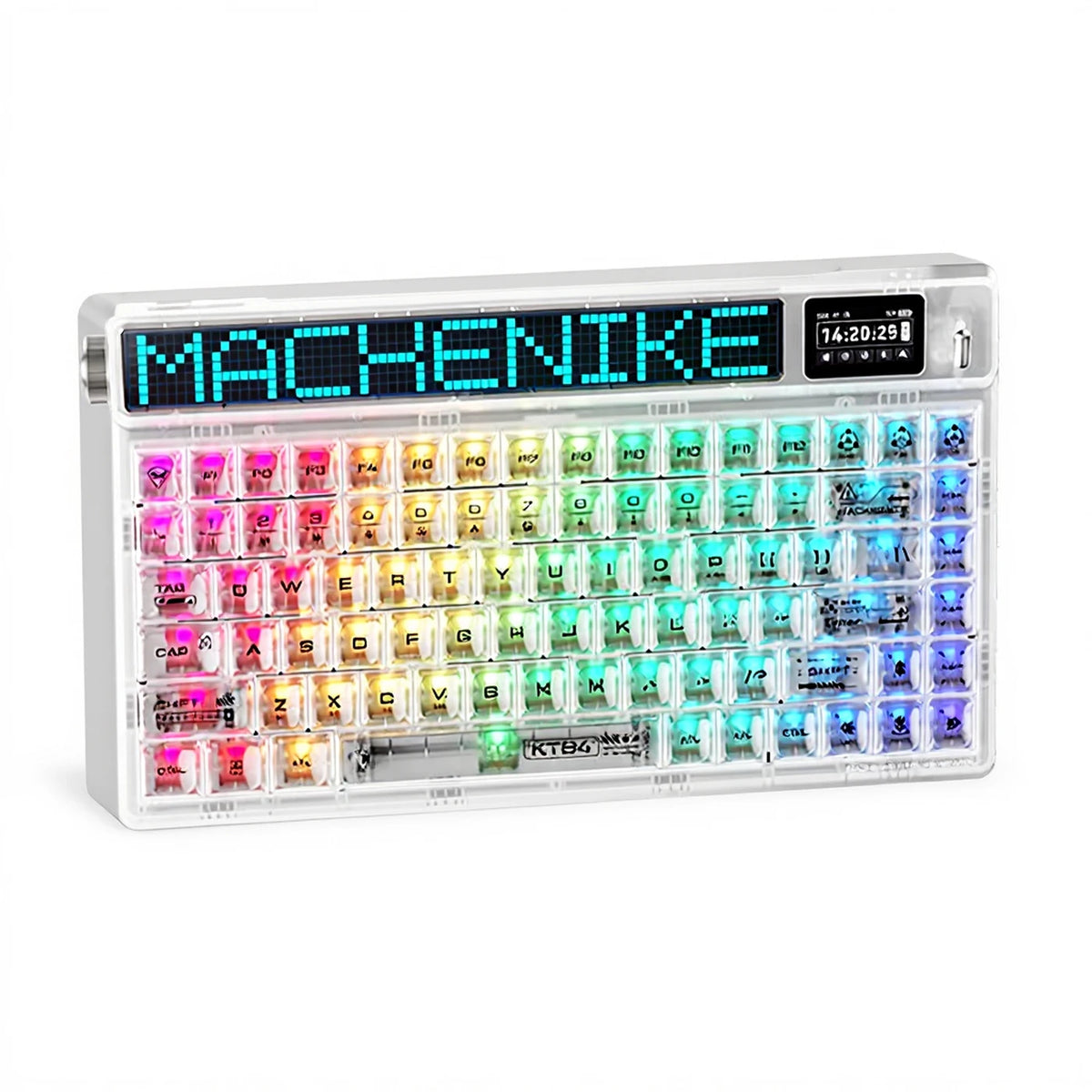 Clavier mécanique Machenike KT84-B84W 75 % - Blanc - Gateron Yellow, RGB, Tri-Mode