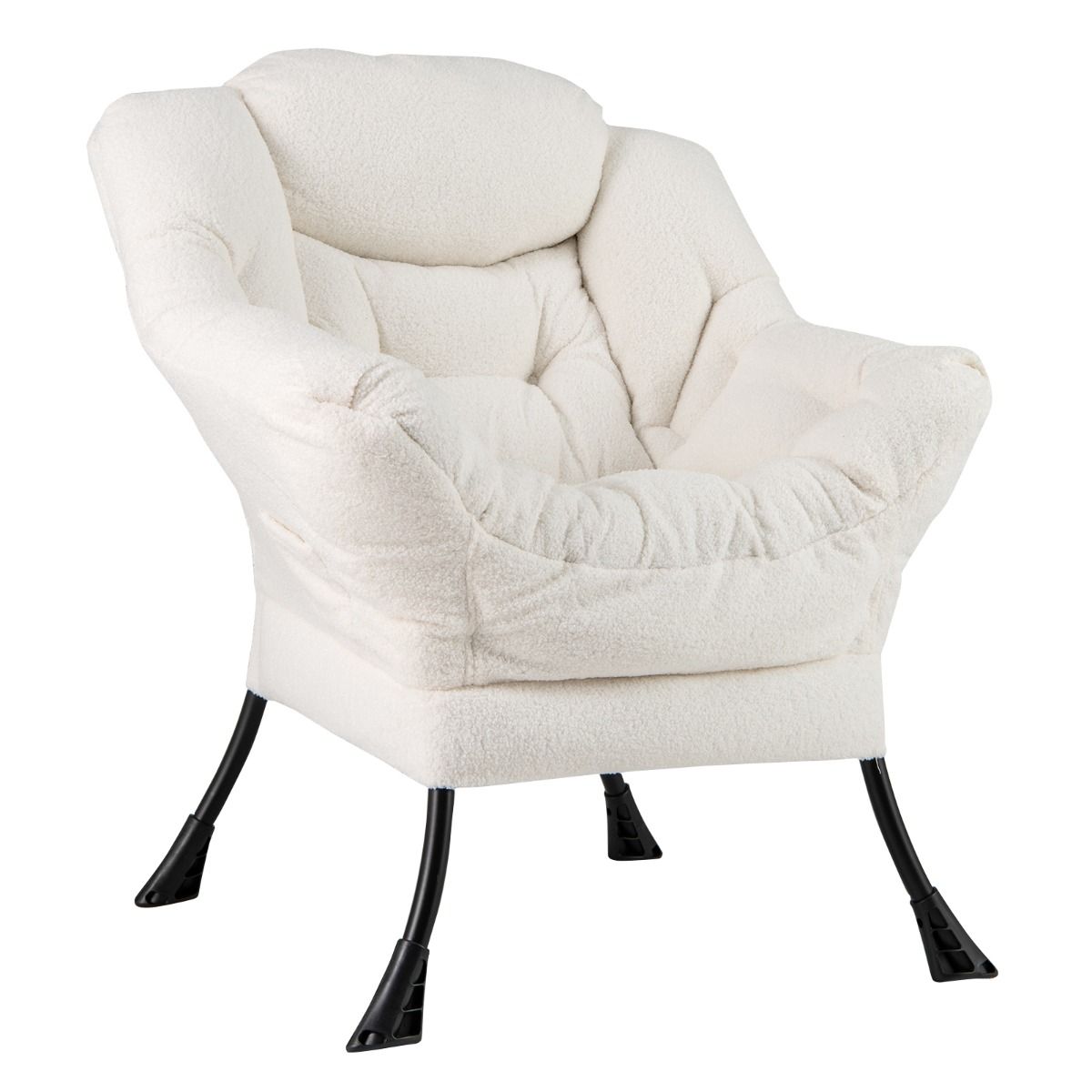 Fauteuil relax Coast - Fauteuil de détente rembourré avec coussin d'appui-tête - Compartiment de rangement - Beige
