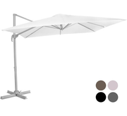 VONROC Premium Parasol flottant Pisogne 300x300cm - Comprend une base en croix et une housse de protection - Parasol carré - Rotation 360° - Inclinaison - Toile résistante aux UV - Blanc