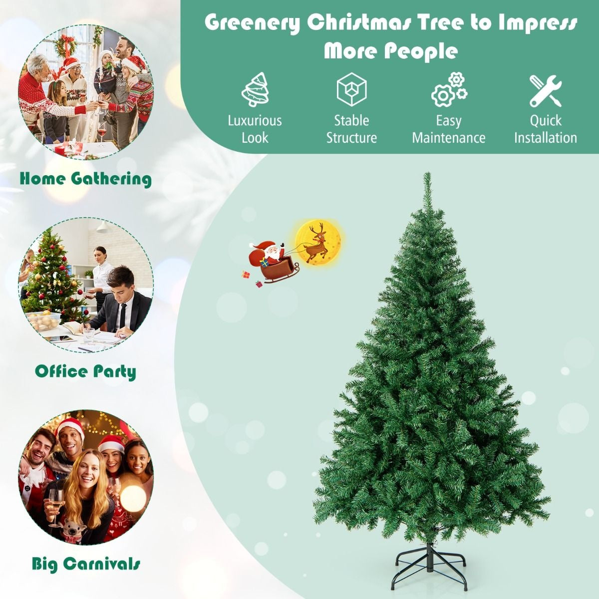 Coast Artificial Christmas Tree - 180cm - Arbre de Noël réaliste à 1000 branches - Convient pour l'intérieur et l'extérieur - Vert