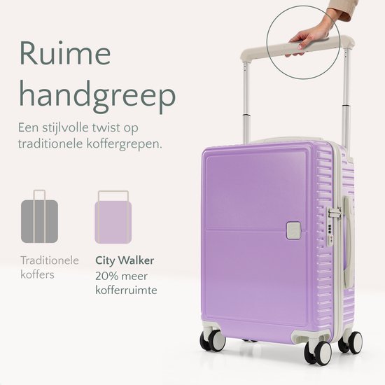 Skycases City Walker - Valise pour bagage à main - 34L - Légère et solide - Roues pivotantes à 360° - Verrouillage TSA - Housse de protection incluse - Compacte et spacieuse - Violet