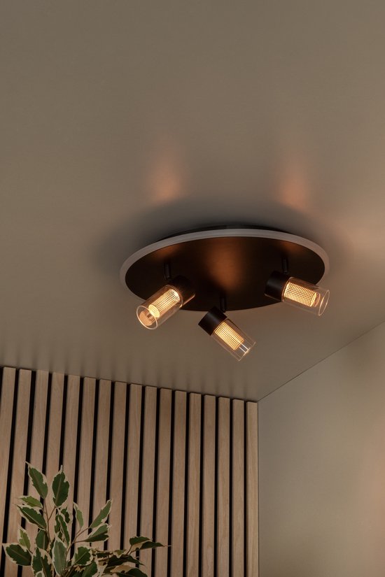 Lucide EVERINA - Plafonnier - Ø 40 cm - LED à intensité variable - CCT - 2200 K/6500 K - Noir - Essential
