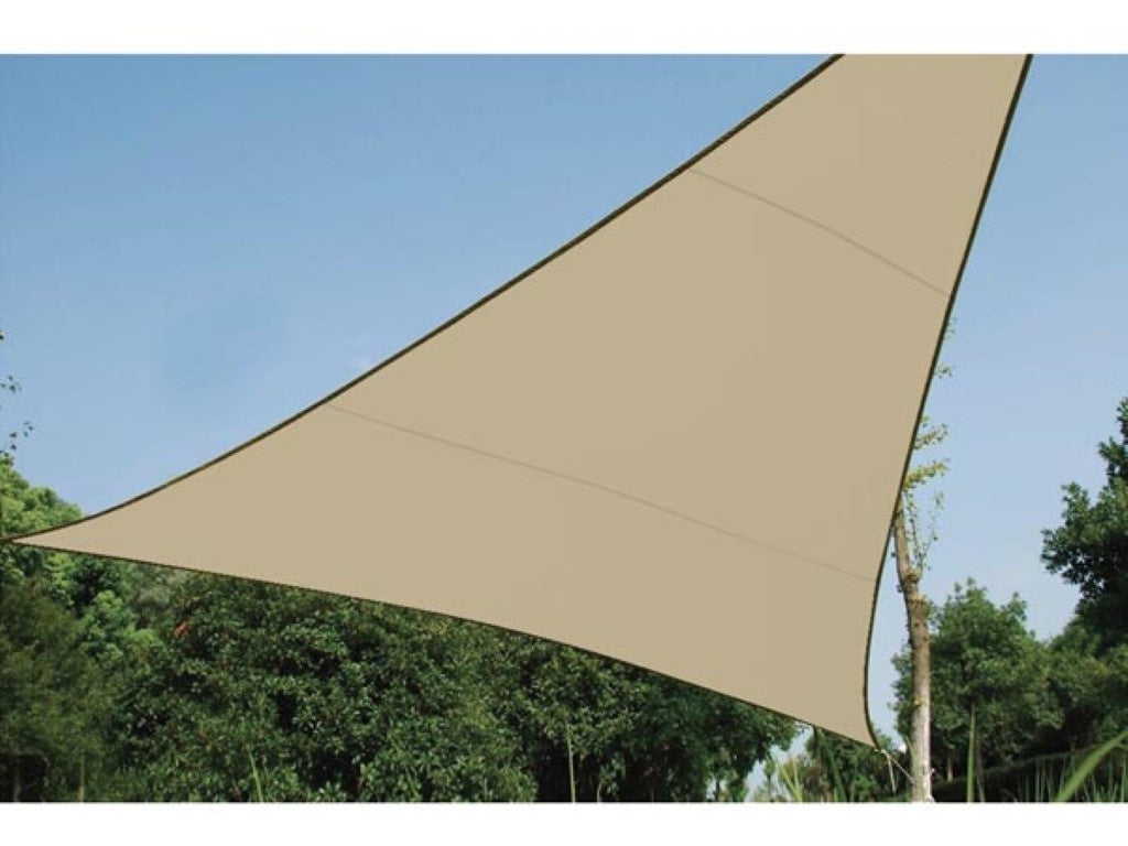 Perel Schaduwdoek, waterdoorlatend, luchtdoorlatend, 3.6 x 3.6 x 3.6 m, 180 g/m², HDPE, driehoek, champagne