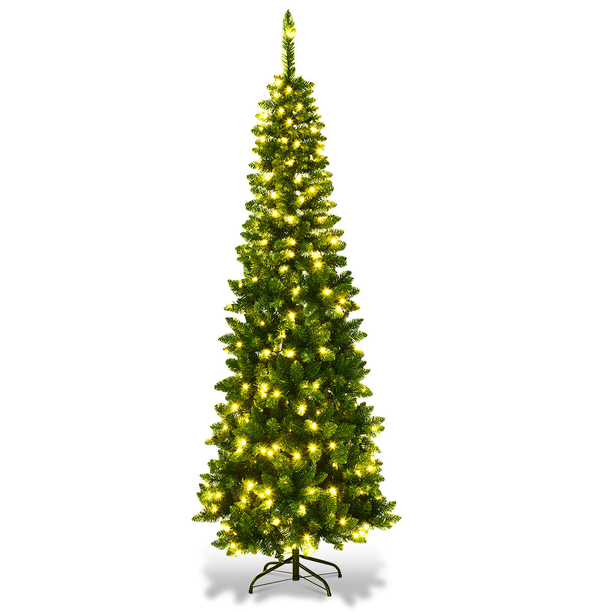 Côte 225 cm sapin de Noël aiguilles PVC de haute qualité crayon sapin de Noël vert