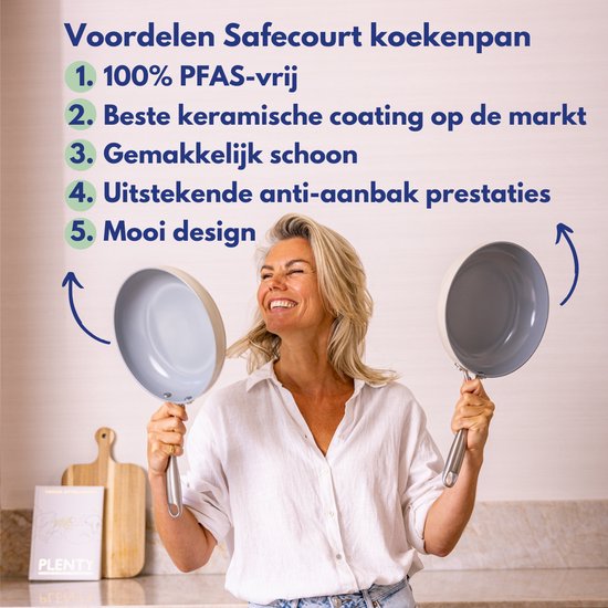 Safecourt Kitchen Poêles à frire en céramique - [2 pièces] - Ø 24 cm Poêles - Induction, électrique, céramique et gaz - Sans PFAS ni PTFE
