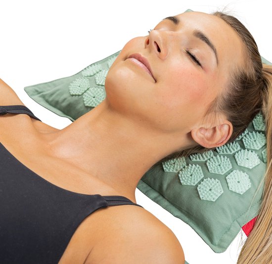 Tapis d'ongles Northwall avec oreiller et sac de transport - Lit pour les ongles - Acupuncture - Méditation - Massage Shakti - Vert