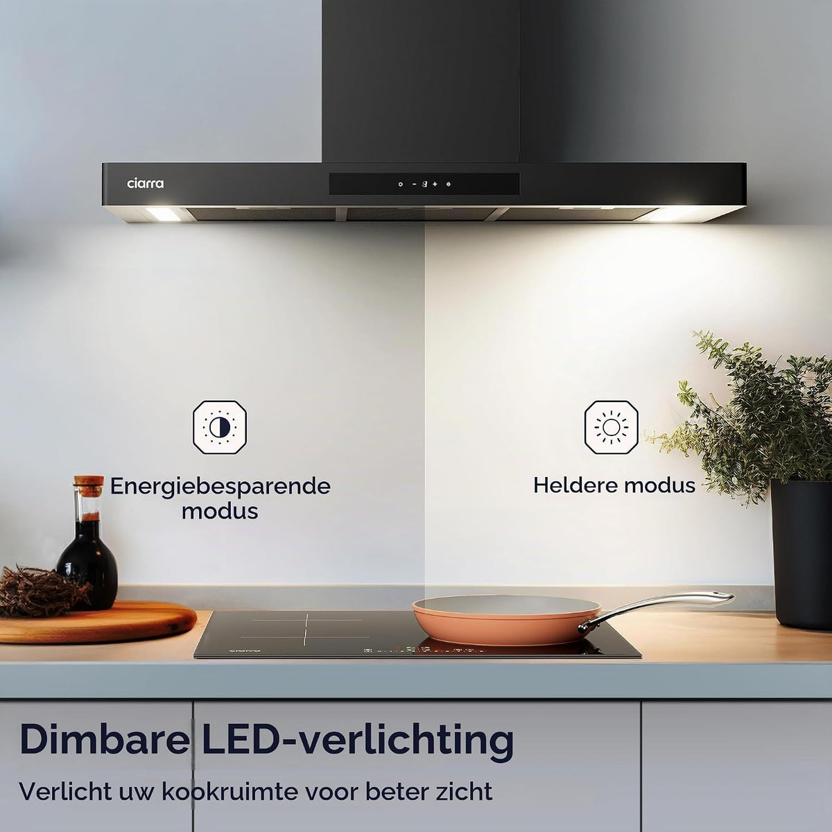 Hotte aspirante Ciarra CBCB9102-P - 90 cm - Noir - Wi-Fi et commandes tactiles