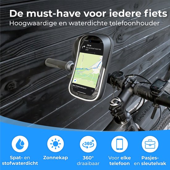 Nuvance - Support de téléphone pour vélo - Support GSM pour vélo, Fatbike, scooter et guidon de moteur - Étanche - Rotation à 360 degrés - Support vélo pour Smartphones