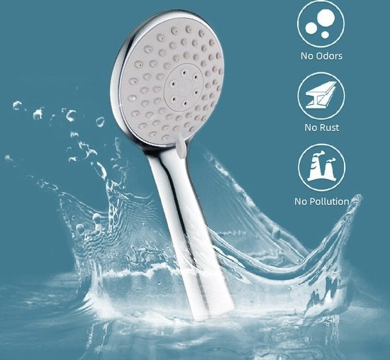 Fuegobird Pomme de douche - avec tuyau et support - 3 fonctions - Douchette à main à économie d'eau - Silver