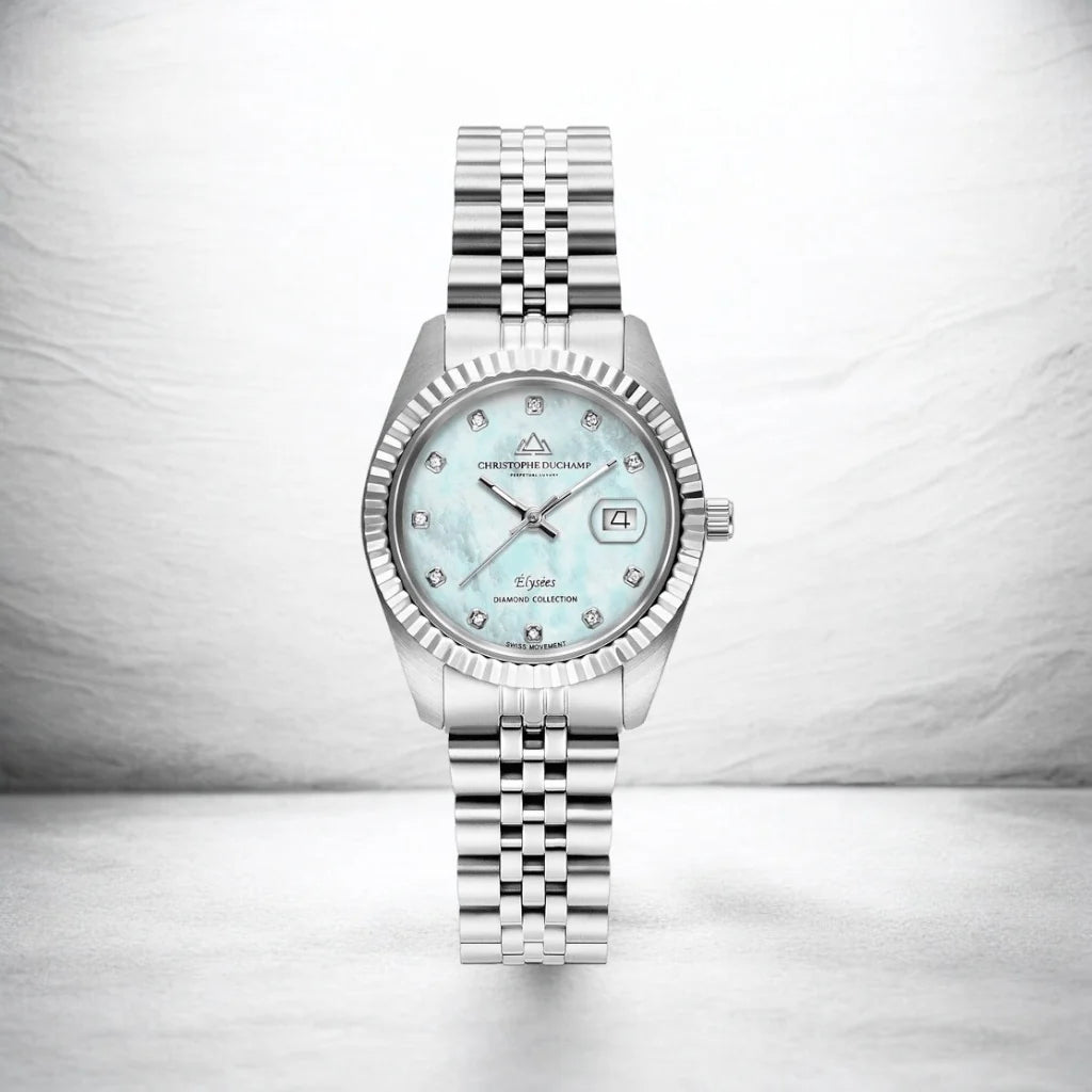 Montre pour femme Christophe Duchamp Élysées 31 mm – Argent et bleu clair – Acier inoxydable - CD7201-10