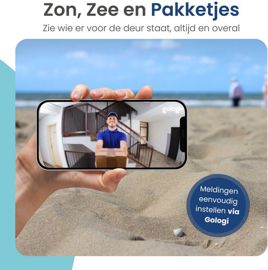 Gologi Video Doorbell - Sonnette intelligente avec caméra et WiFi - Qualité vidéo HD - Sans fil sur batterie - Support mural et carillon inclus - Vision nocturne - Résistant à l'eau - Noir