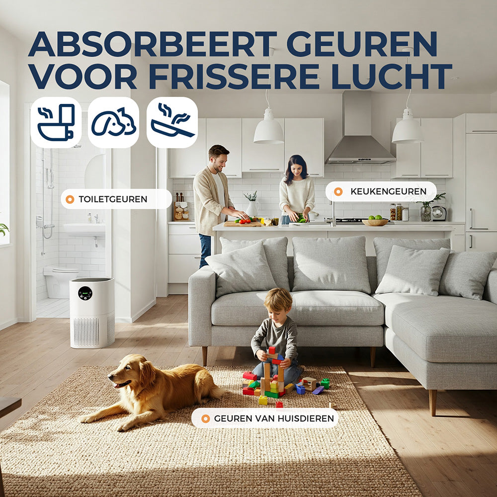Purificateur d'air Rouny pour la maison, filtre HEPA H13 authentique, CADR 150 m³/h, couverture de 20 à 50 m², mode veille ≤ 25 dB, affichage de la qualité de l'air, 4 vitesses de ventilation adaptées aux animaux de compagnie et à la chambre à coucher, AP
