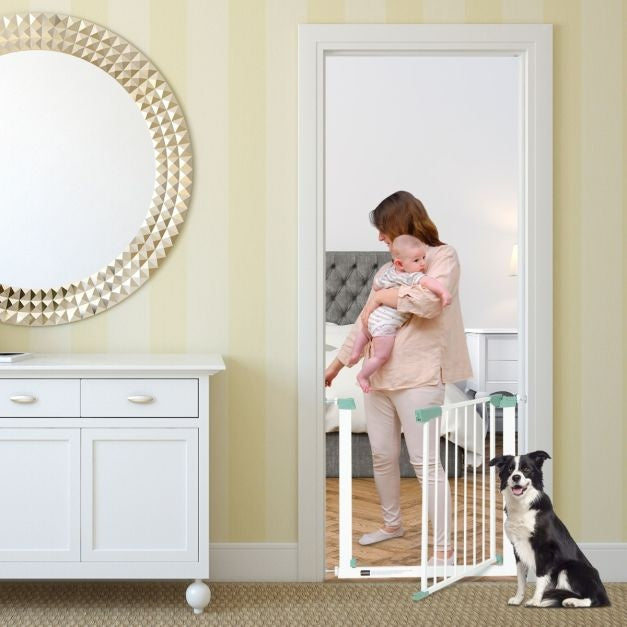 Coast Stairgate Extra High - Incl. Extenders - Pour animaux de compagnie et bébés - Vert / Blanc