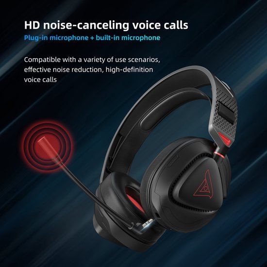 Casque de jeu sans fil TAIDU THS318 2,4 GHz - Casque circum-auriculaire - avec microphone - Compatible PC/PS4/PS5, Nintendo Switch - Noir