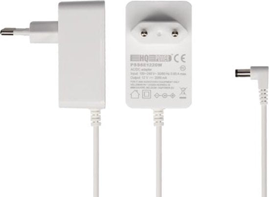 HQ-Power Adaptateur d'alimentation universel, pour équipement informatique, 12 VDC, 2 A, 24 W, fiche DC 5,5 x 2,1 mm, blanc