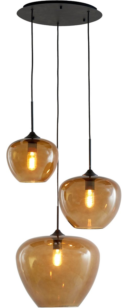 Light & Living Lampe pendante Mayson - Verre brun - Ø40cm - 3L - Moderne - Lampes pendantes Salle à manger, Chambre à coucher, Salon