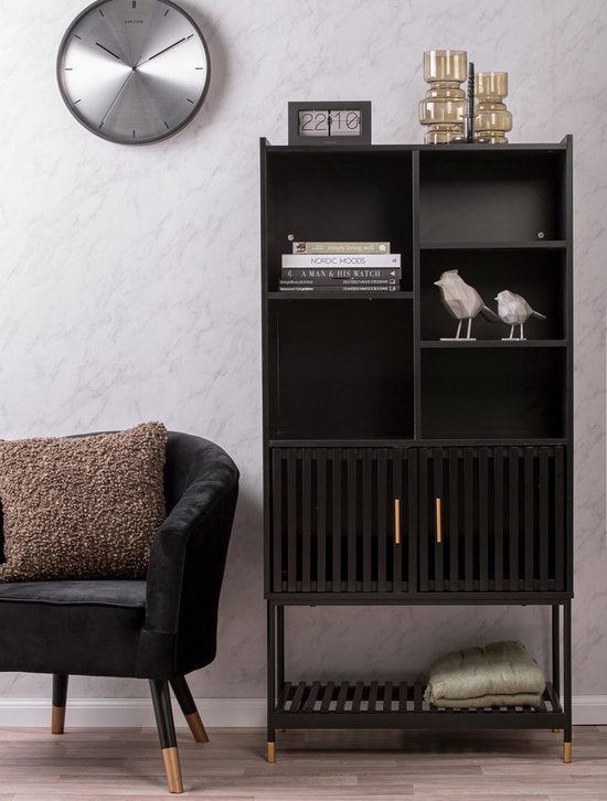 Armoire Leitmotiv Marve - Noir - 40 x 75 x 150 cm - Style moderne, scandinave