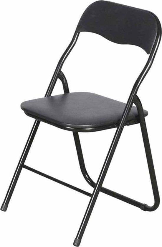 Chaise pliante avec assise en PVC - Noir - 44 x 48 x 79 cm - Métal - Chaises d'appoint - Pliable