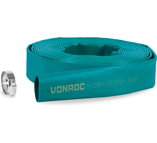 VONROC Tuyau de drainage pour pompe submersible - Tuyau à pression - Plat - Universel - 10m x 38mm