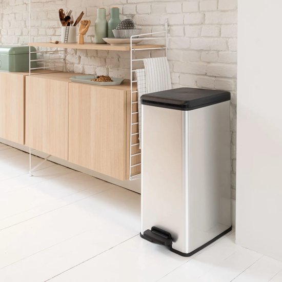 Poubelle Curver Decobin Slim - 40 litres - Metallic