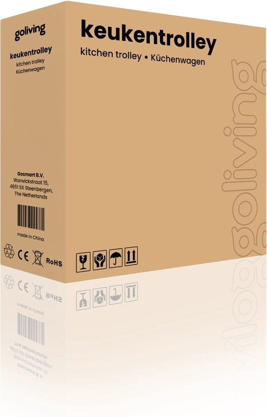 Goliving Chariot de cuisine - Armoire de cuisine - Étagère de cuisine - Chariot de service - Organisateur de cuisine - Moderne - 60 x 40 x 89 cm - Brun