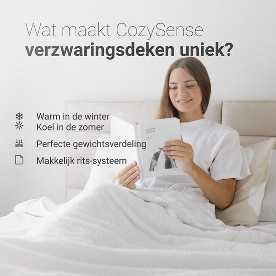 Couverture lestée CozySense® 5 kg - Couverture lestée - Couverture lestée avec répartition de la pression GLASS-Flow® - Couverture lavable incluse - 140x200 cm - Blanc