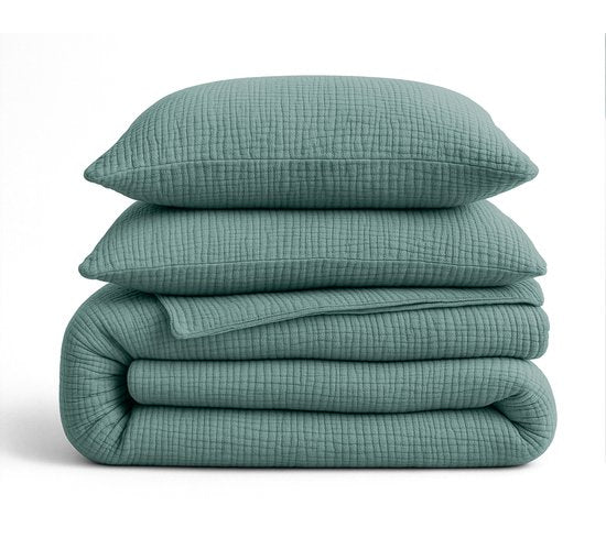 Couette 2 en 1 en mousseline Sleeptime - Couette sans housse, taie d'oreiller incluse - 240 x 200 - Vert