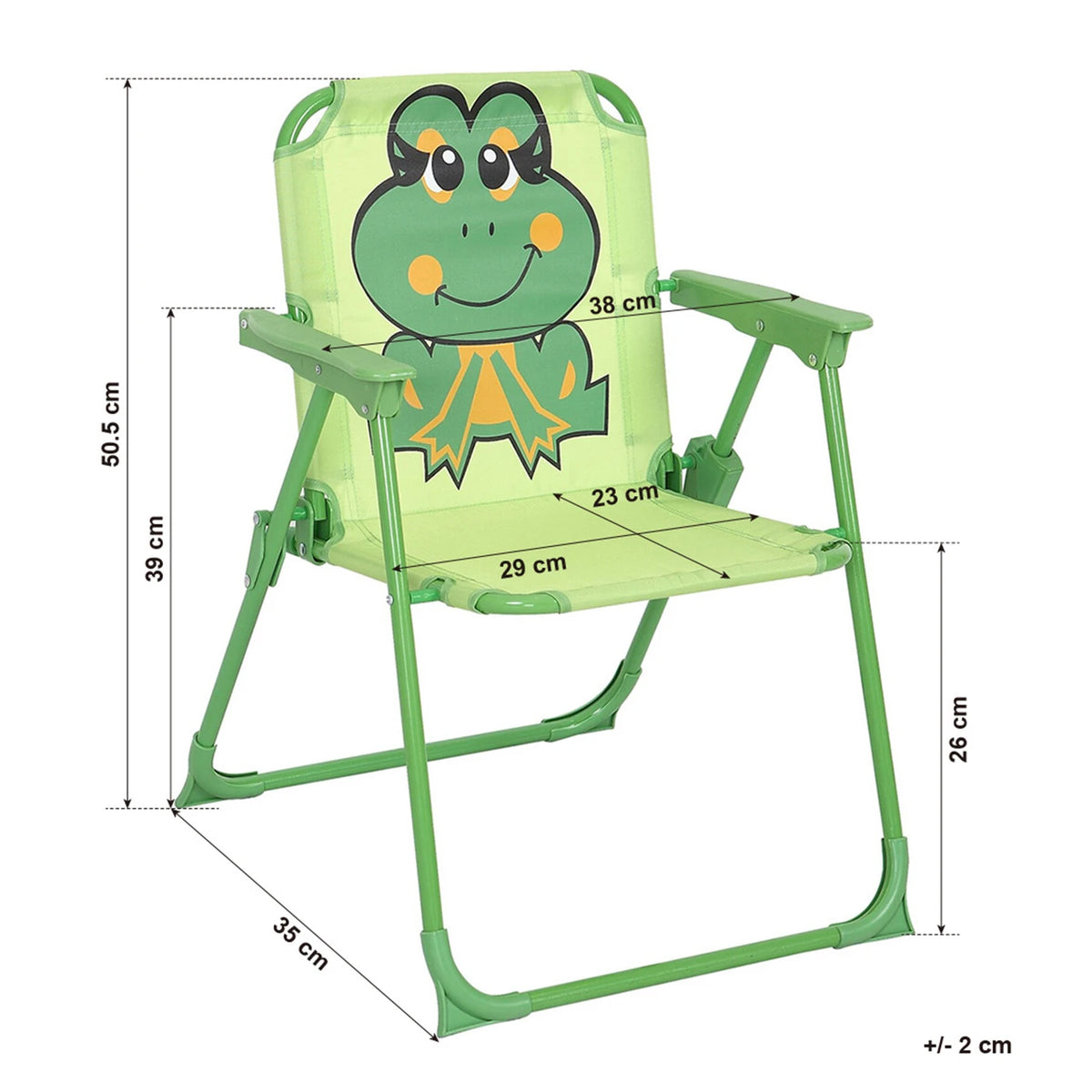 Ensemble de salon d'extérieur pour enfants Terrabeta - 2 chaises, une table et un parasol - Motif grenouille - Table ø 50 cm - Vert