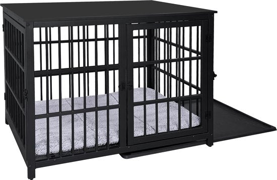 Cage pour chien - cage pour chiens de petite et moyenne taille - niche - d'intérieur - avec coussin pour chien - 91 cm x 60 cm x 74 cm