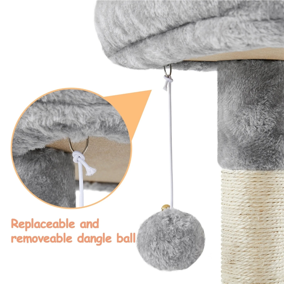 Yaheetech : Arbre à chat compact à 3 niveaux, 49,5 x 34,5 x 86,5 cm – Joli gris clair – Sisal et peluche