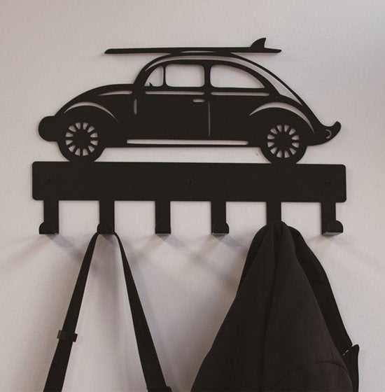 Porte-manteau « voiture » pour chambre d'enfant - porte-manteau mural « voiture et planche de surf » à 6 crochets pour chambre de bébé