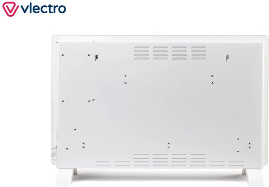 Vlectro - Cuisinière électrique et convecteur - 2000W - Affichage LED et télécommande - Métal blanc et plastique - Montage mural et autoportant - Efficacité énergétique avec thermostat