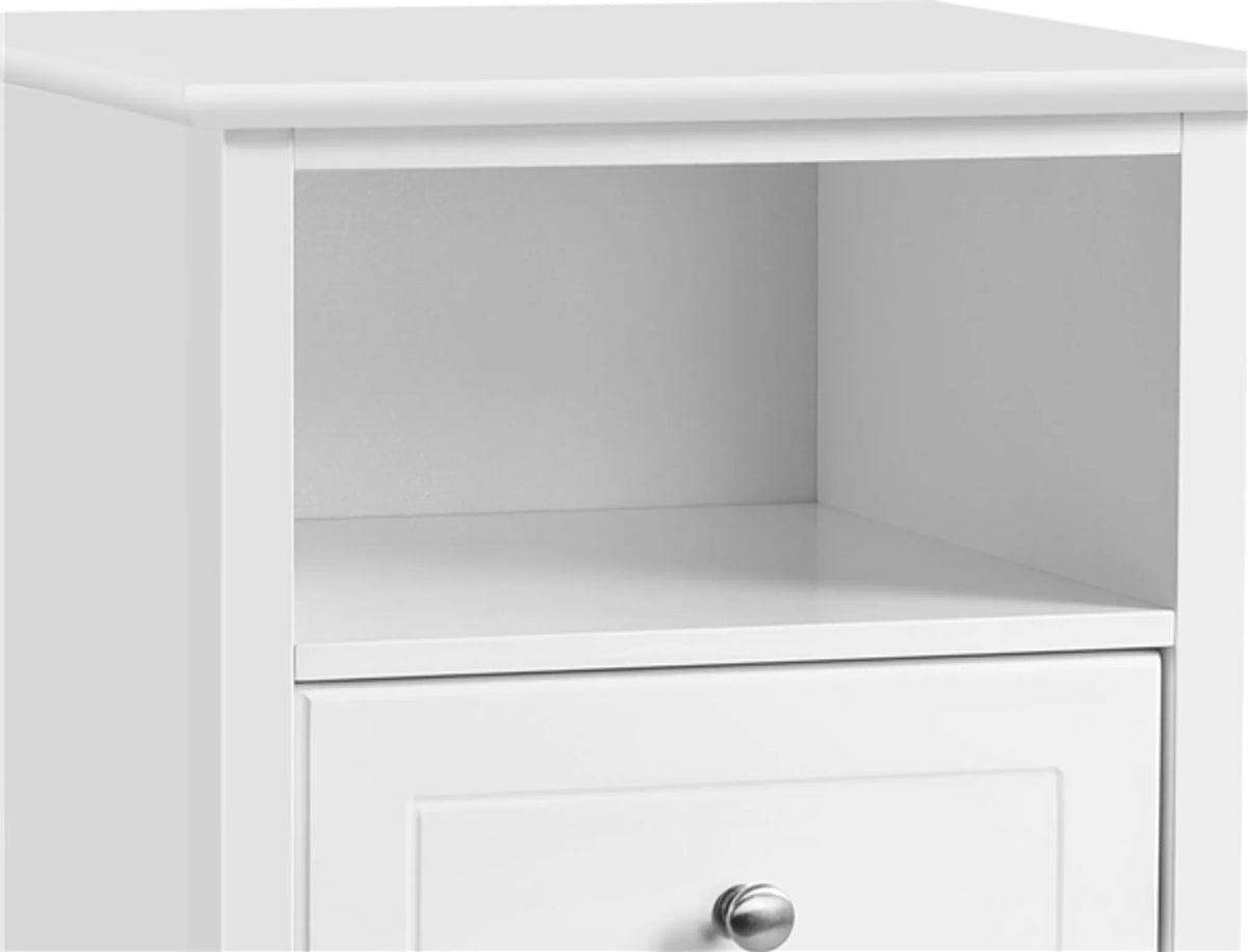Yaheetech Table de chevet avec 2 tiroirs - 40 x 35 x 60 cm - avec rangement ouvert, design minimaliste et guides lisses - pour chambre à coucher et salon - MDF E1 blanc