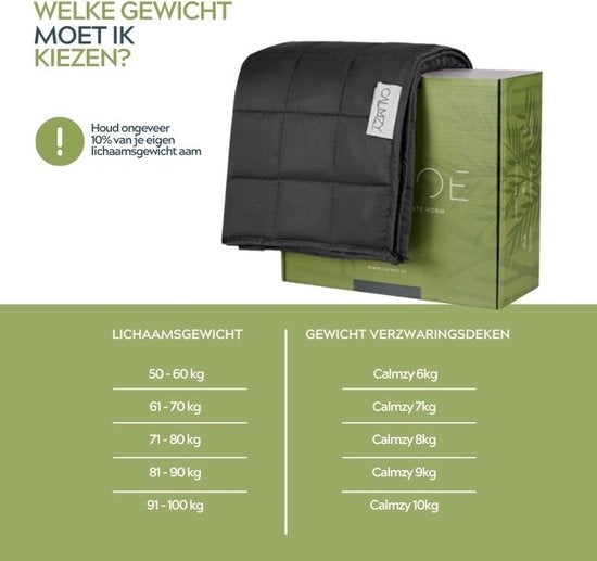Couverture lestée Calmzy Bamboo - 9kg - 150x200cm - Gris foncé