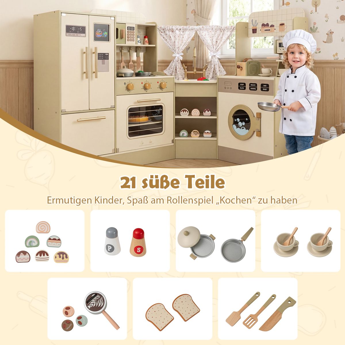 Cuisine jouet Coast pour enfants - avec robinet et lave-vaisselle - avec cuisinière et cafetière - verte