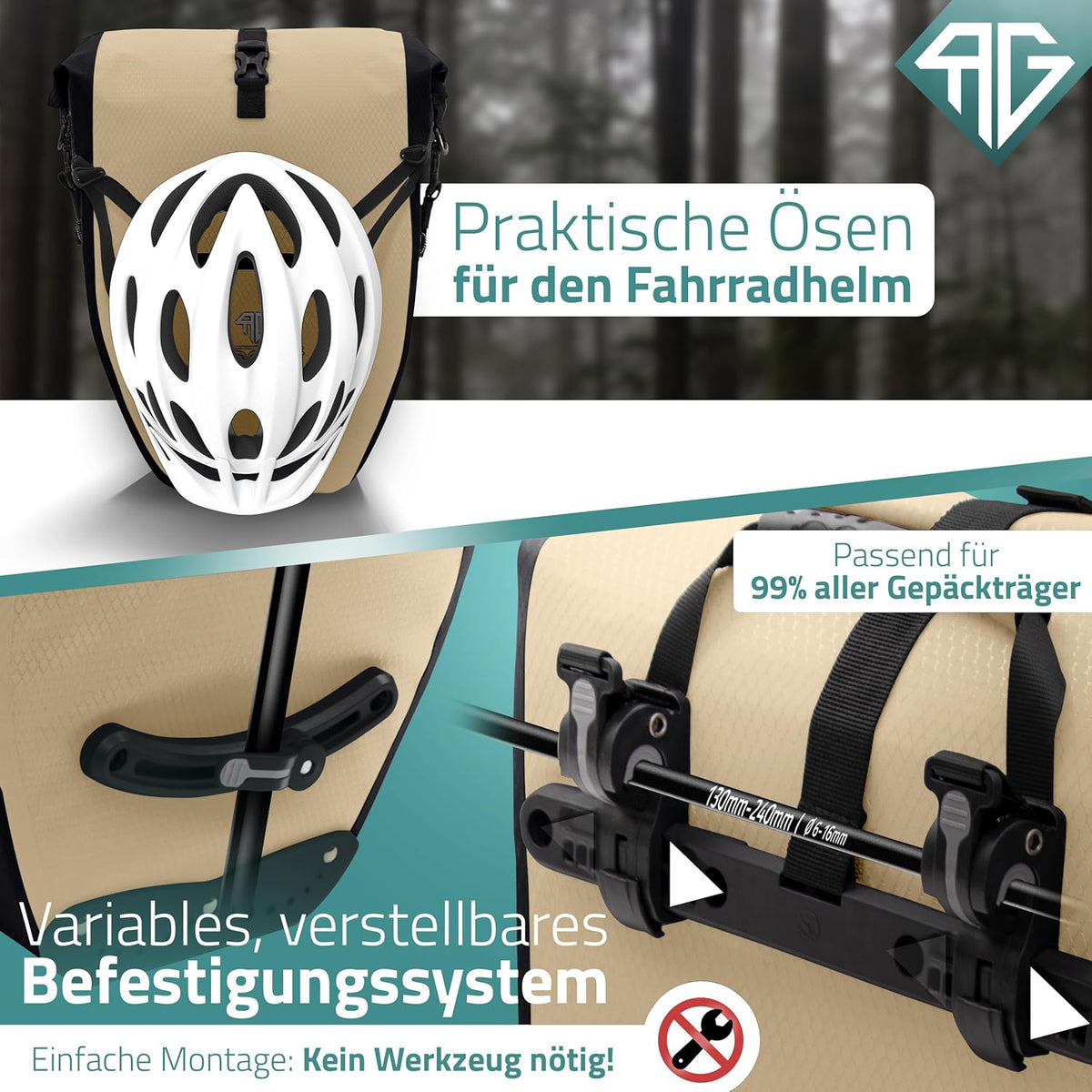 RADGEIST sacoche de vélo pour porte-bagages - sacoche de vélo pour porte-bagages - sacoche de vélo étanche et sac à bandoulière - sacoche de vélo avec réflecteurs