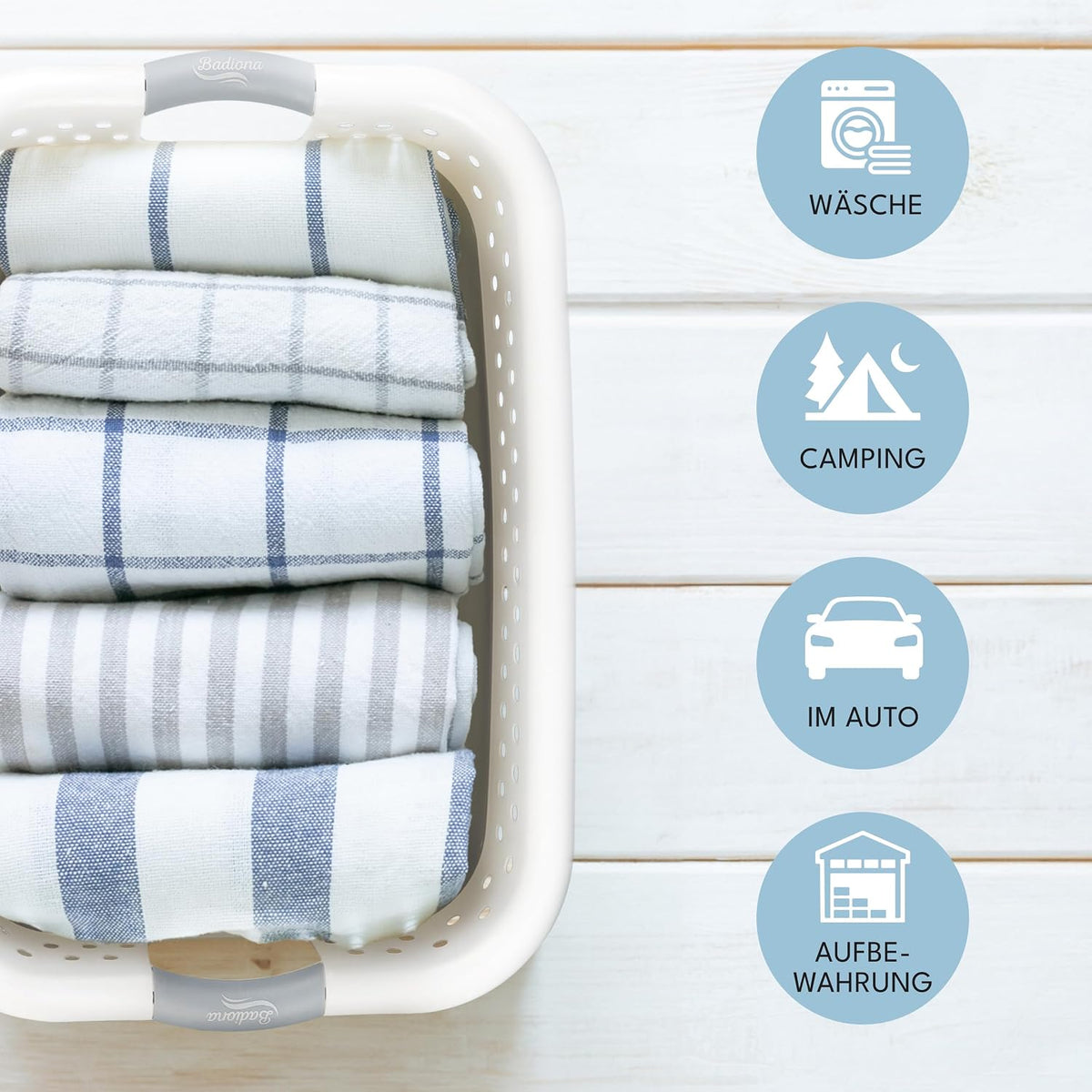Lot de 2 paniers à linge pliables Badiona - 36 litres - 61 x 45 x 27 cm - PP et TPR - Gris et blanc - Peu encombrants