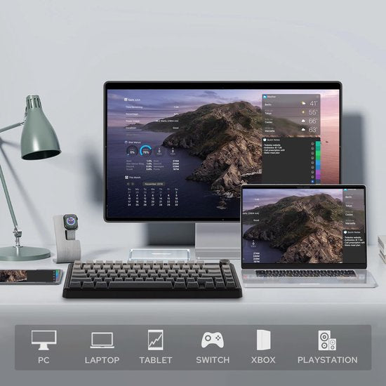 AULA F75 MAX - Noir/Gris - Clavier mécanique sans fil - RGB - 75 % - QWERTY - Clavier gaming - Commutateurs Leobog Reaper