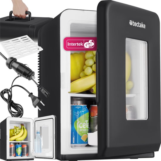 tectake® Mini Car Cooler - Mini bar portable 14L - Fonction 2 en 1 : refroidir et chauffer - Glacière électrique idéale pour les boissons, les médicaments ou le maquillage - Pour la maison ou en déplacement - Mode ECO