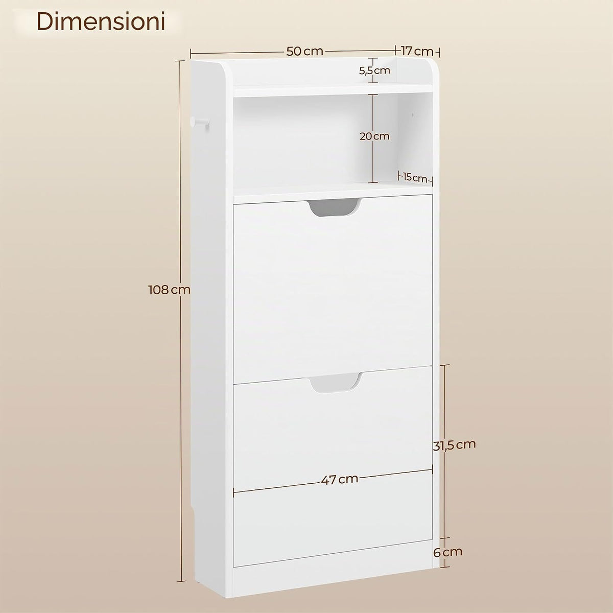 Yaheetech : armoire à chaussures à 4 portes battantes - étagère à chaussures étroite avec compartiments ouverts - 100 x 17 x 108,5 cm - blanc