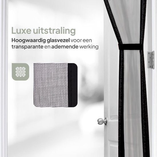 O'DADDY® Moustiquaire de porte Deluxe FIBER - Moustiquaire magnétique - Pour les portes neuves et standard - Installation facile - Moustiquaire noire - 100 x 220 cm
