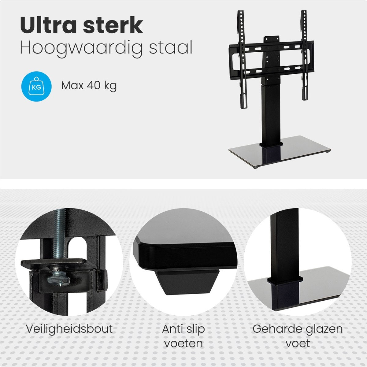 Auronic TV Stand - Pied TV - Rotatif - Réglable - Inclinable - 26 à 55 pouces - Noir