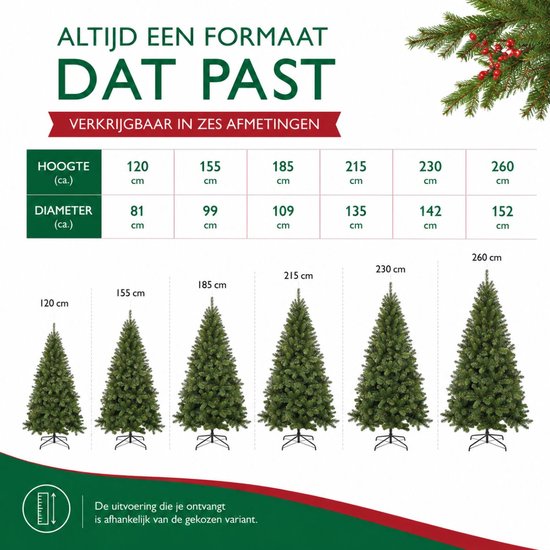 Sapin de Noël artificiel Triumph Tree Tuscan - Décoration de Noël d'intérieur à la forme naturelle - Sapin artificiel avec système d'assemblage par emboîtement à code couleur - H 155 x Ø 99 cm - Vert