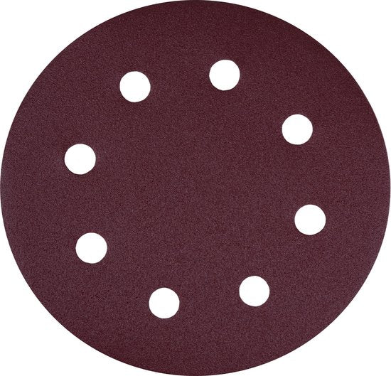 VONROC Jeu de papier de verre - 180MM - 25 pièces - Pour ponceuses - Fixation Velcro incluse