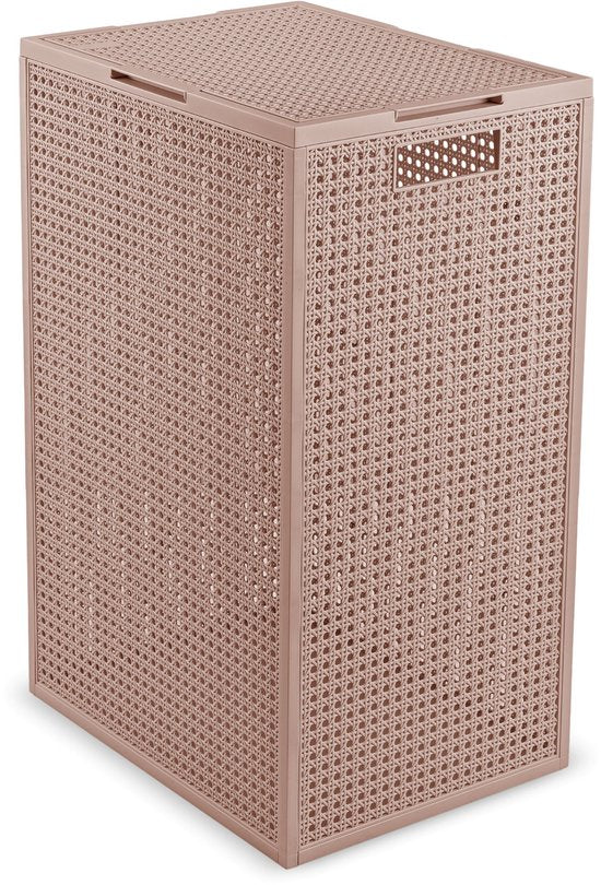 Panier à linge Curver Kaya avec couvercle - 60 L - 38 x 29 x 58,5 cm - Taupe chaud