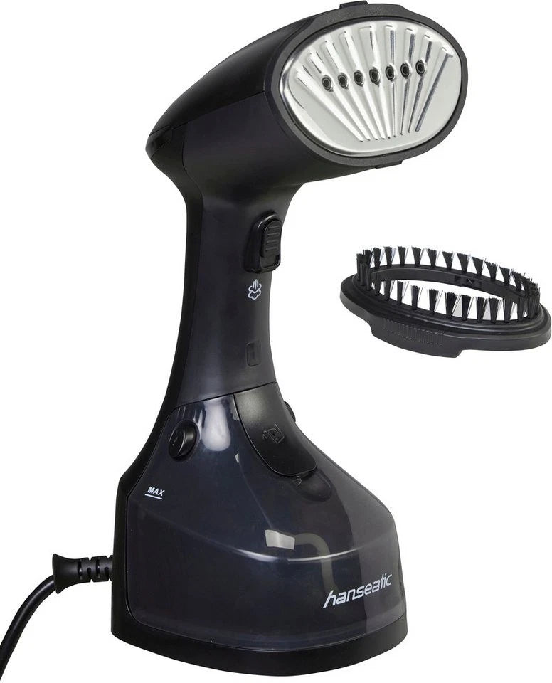Hanseatic Dampfglätter HHS25022BCU - 1300W - Noir - Cordon de 2,5 m - Défroisseur compact
