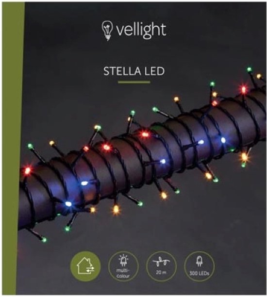 Stella LED, guirlande lumineuse, 20 m, 300 LED, multicolore, câble vert, pour l'intérieur et l'extérieur, 24 V