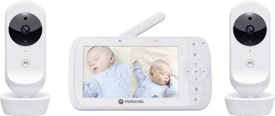 Motorola Nursery VM35-2 - Babyphone avec écran divisé de 5 pouces et 2 caméras - Vision nocturne - Microphone intégré